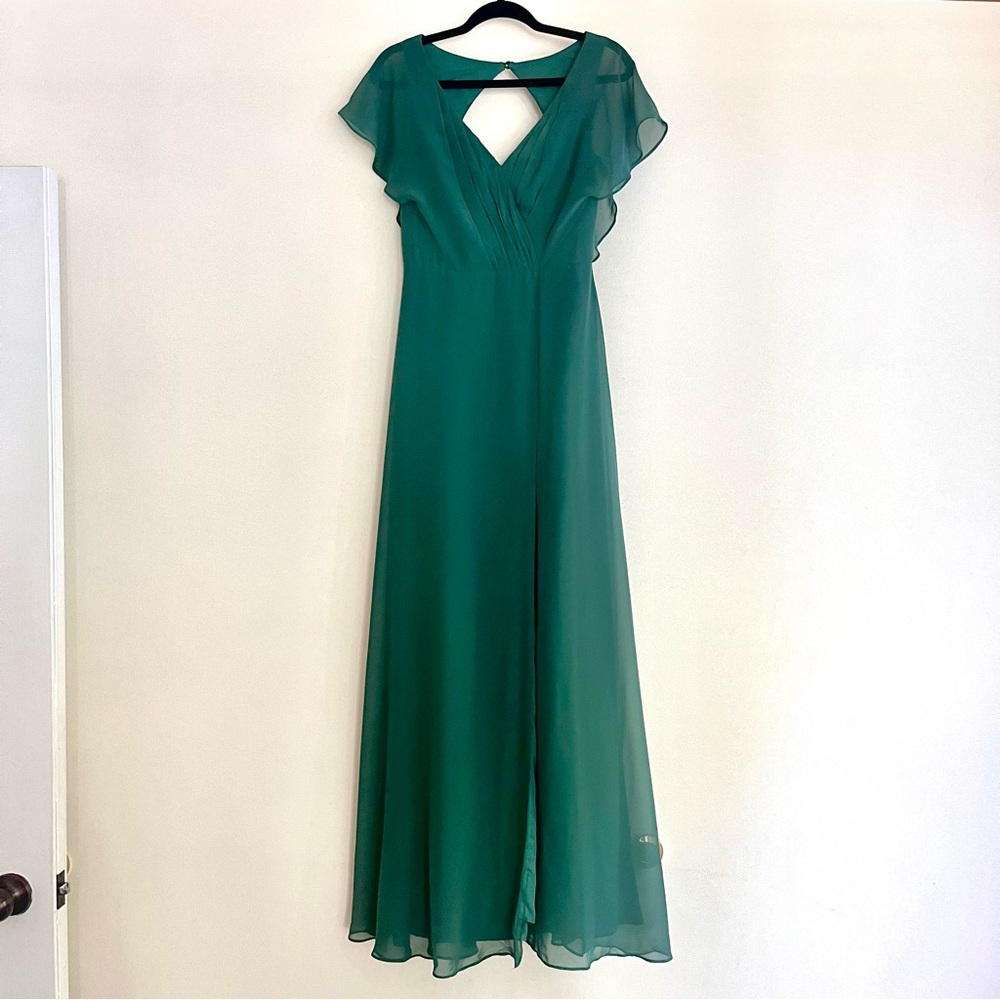 AZAZIE RYLEE
Dark Green A-Line Pleated Chiffon Dress